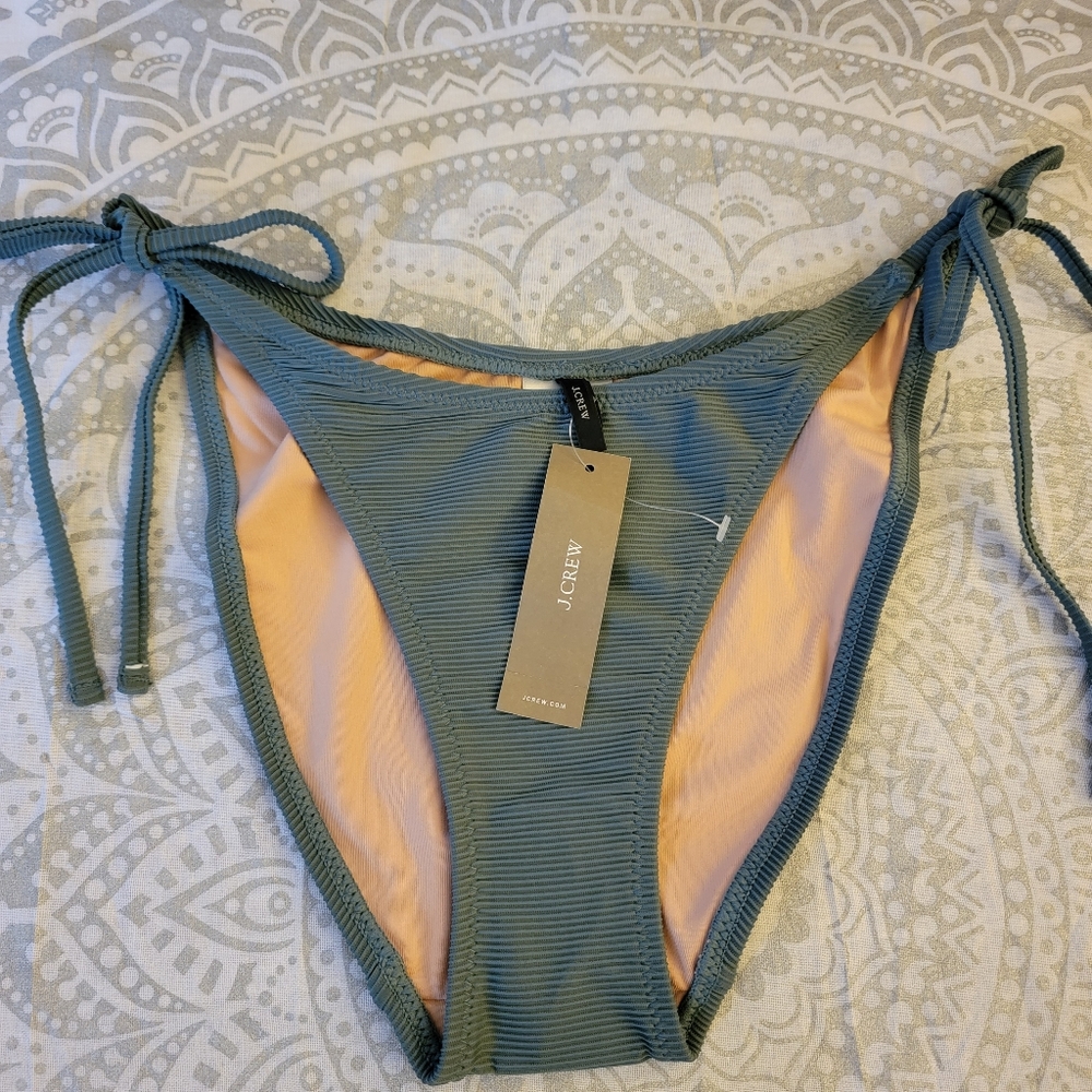 J. Crew Womens Swim Green Bikini Bottom Ribbed Size Small